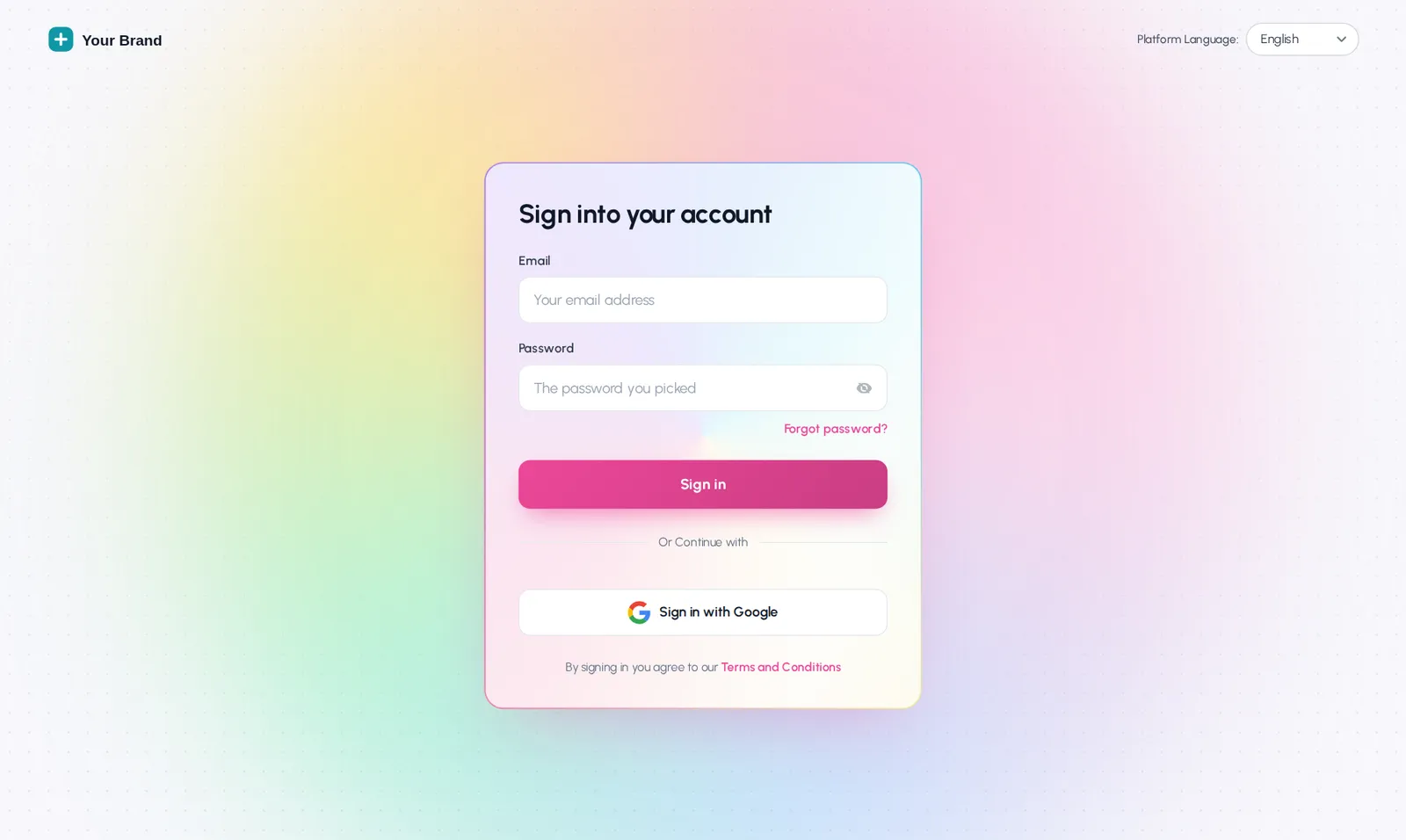 Holographic animated login page design for a GoHighLevel agency