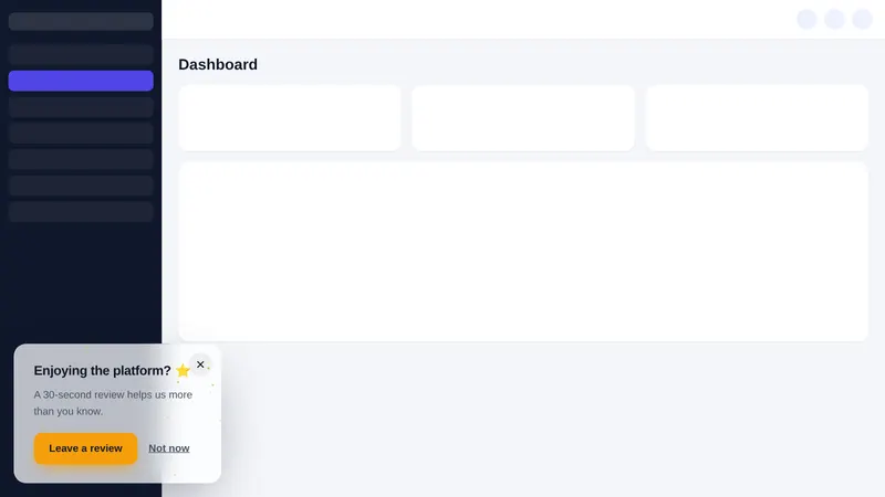 Ask for a review slide-in shown inside GoHighLevel